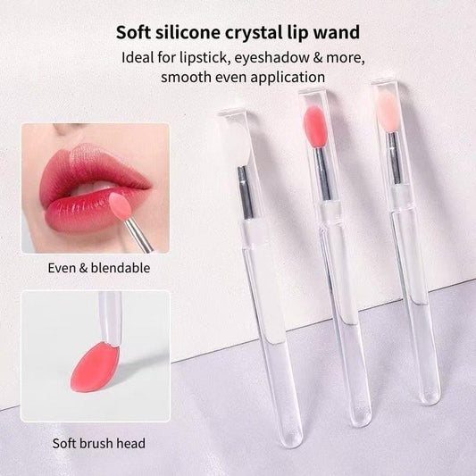Set of rose red silicone lip wands with clear handles and tips