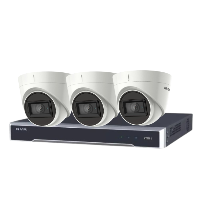 Hikvision 5MP Outdoor Turret Camera + 4-Channel PoE NVR Security Kit with HDD – DS-2CE78H8T-IT3F + DS-7604NI-M1/4P