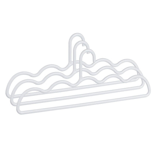White plastic hanger set with wavy shoulders and sturdy top hook loops
