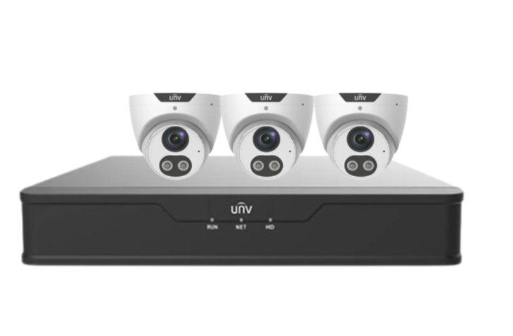 Uniview x4 8MP Tri-Guard CCTV Kit with 4-Channel NVR and HDD – IPC3618SB-ADF28KMC-I0 / NVR301-04B-P4-IQ