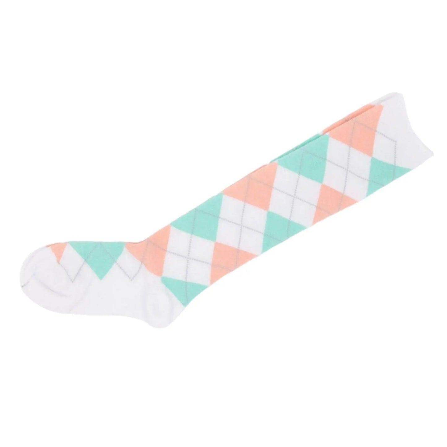 Knee High Socks Black Red Diamond Check Ladies Long Womens