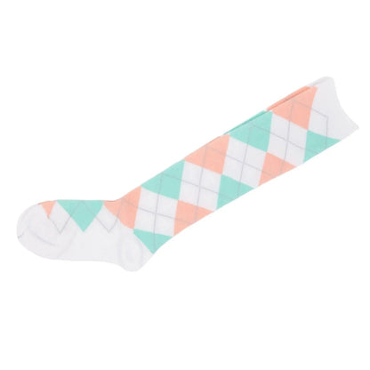Knee High Socks Black Red Diamond Check Ladies Long Womens