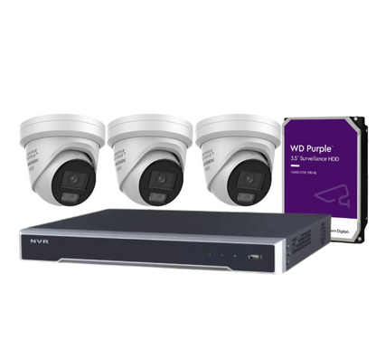 *NEW Hikvision 8MP ColorVu CCTV Kit – 4-Channel NVR DS-7604NI-M1/4P + 4x DS-2CD2387G3-LIS2UY/SL (L)(RB) Cameras, Hybrid Light, Strobe, Audio, PoE, ANZ Compliant
