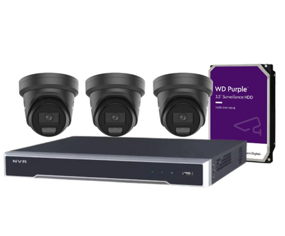 *NEW Hikvision 6MP ColorVu CCTV Kit with 4-Channel PoE NVR, Smart Hybrid Light Cameras, Audio & Strobe Alarm (DS-2CD2367G3-LIS2UY/SL-2) – White/Black
