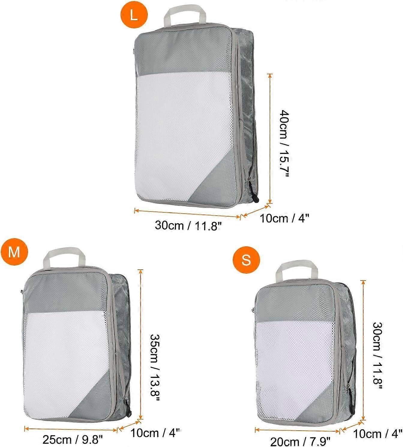 3pcs Compression Packing Cubes Lightweight Suitcase Luggage Organizers
