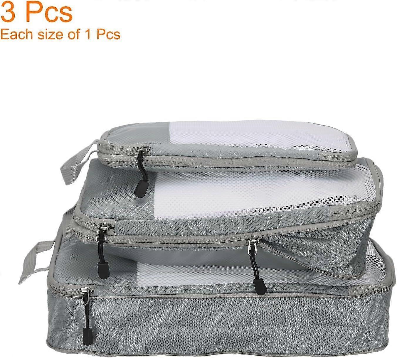 3pcs Compression Packing Cubes Lightweight Suitcase Luggage Organizers