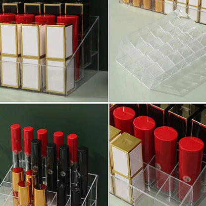 3pcs Transparent Lipstick Organizer Cosmetic Holder Storage Box for Makeup