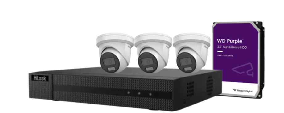 HiLook IPC-T282H-MU  (REPLACED BY T381H)  8MP AI Fixed Turret Network CCTV Camera 4K Kit – Includes 4 Cameras + 4CH NVR + HDD