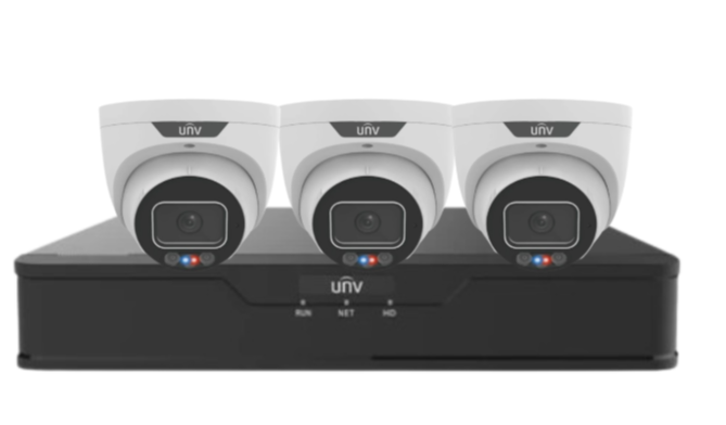 Uniview x4 6MP Triguard Turret Fixed CCTV IP Camera Kit with 4-Channel NVR & HDD IPC3636SS-ADF28KMC-I1