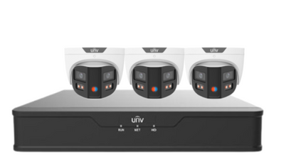 Uniview PRIME-III 8MP 180° Dual-Lens AI CCTV Kit – 4 Channel NVR + HDD – ColorHunter, People Counting, 30m IR – IPC3K28SE-ADF28KMC-DL-I0 Triguard