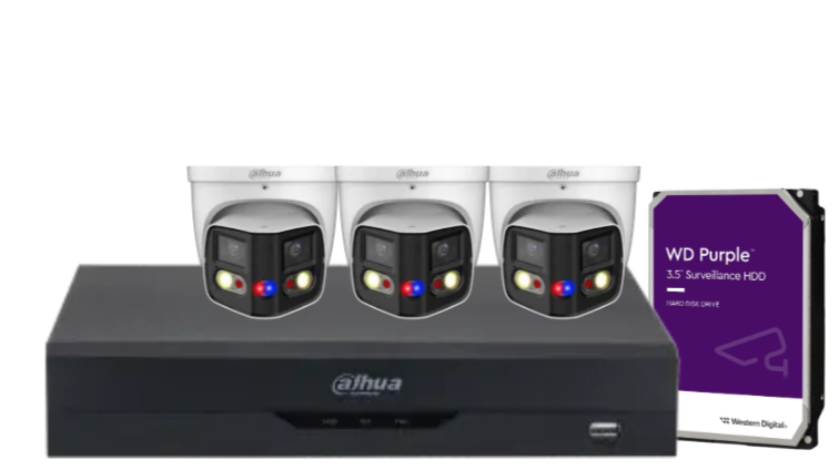 Dahua x4 8MP AI Full-Colour 180° TIOC Duo CCTV Kit with 4-Channel PoE NVR, Dual-Lens WizSense Cameras, and HDD – DH-IPC-PDW3849-A180-AS-PV-ANZ-1