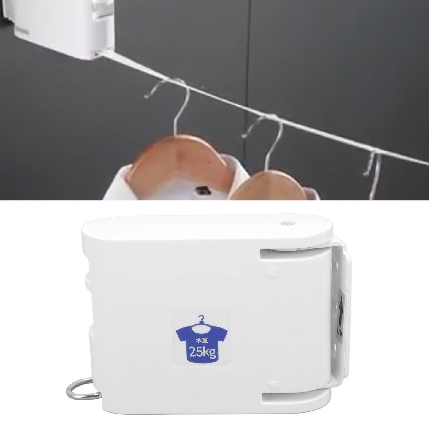 4.2m Thickened Retractable Clothesline Concealed Positioning Buckle Indoor Room Wall Mounted Clothes Line White