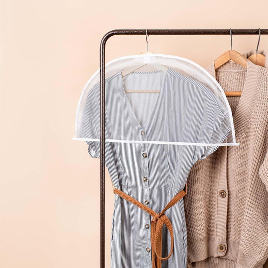 Clear protective garment covers with hanger opening and breathable arch for shirts and coats