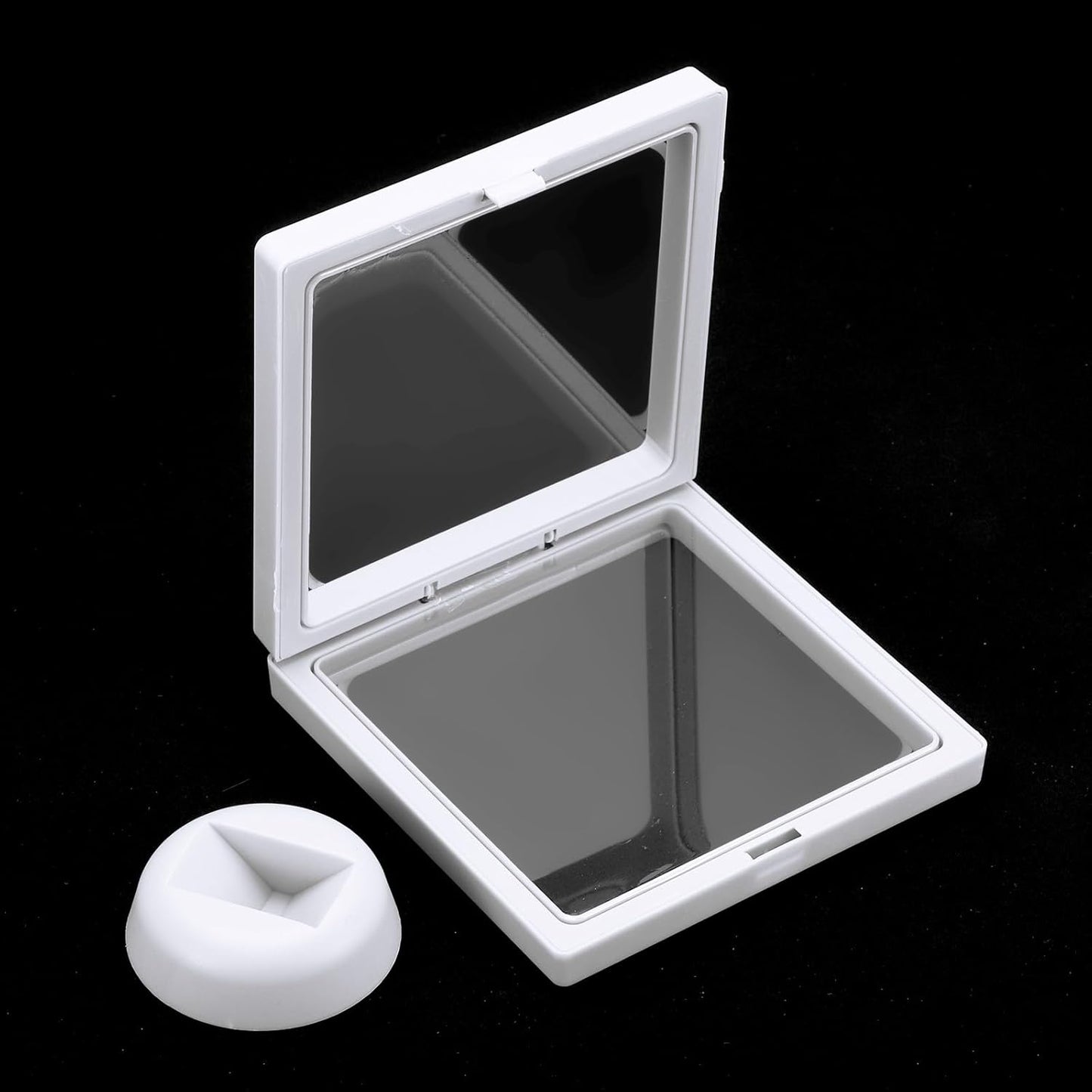 4 Pcs 3D Floating Display Case, 4.33 x 4.33 Inch Floating Frame Display Holder Stand, Transparent PE Jewelry Storage Box, White