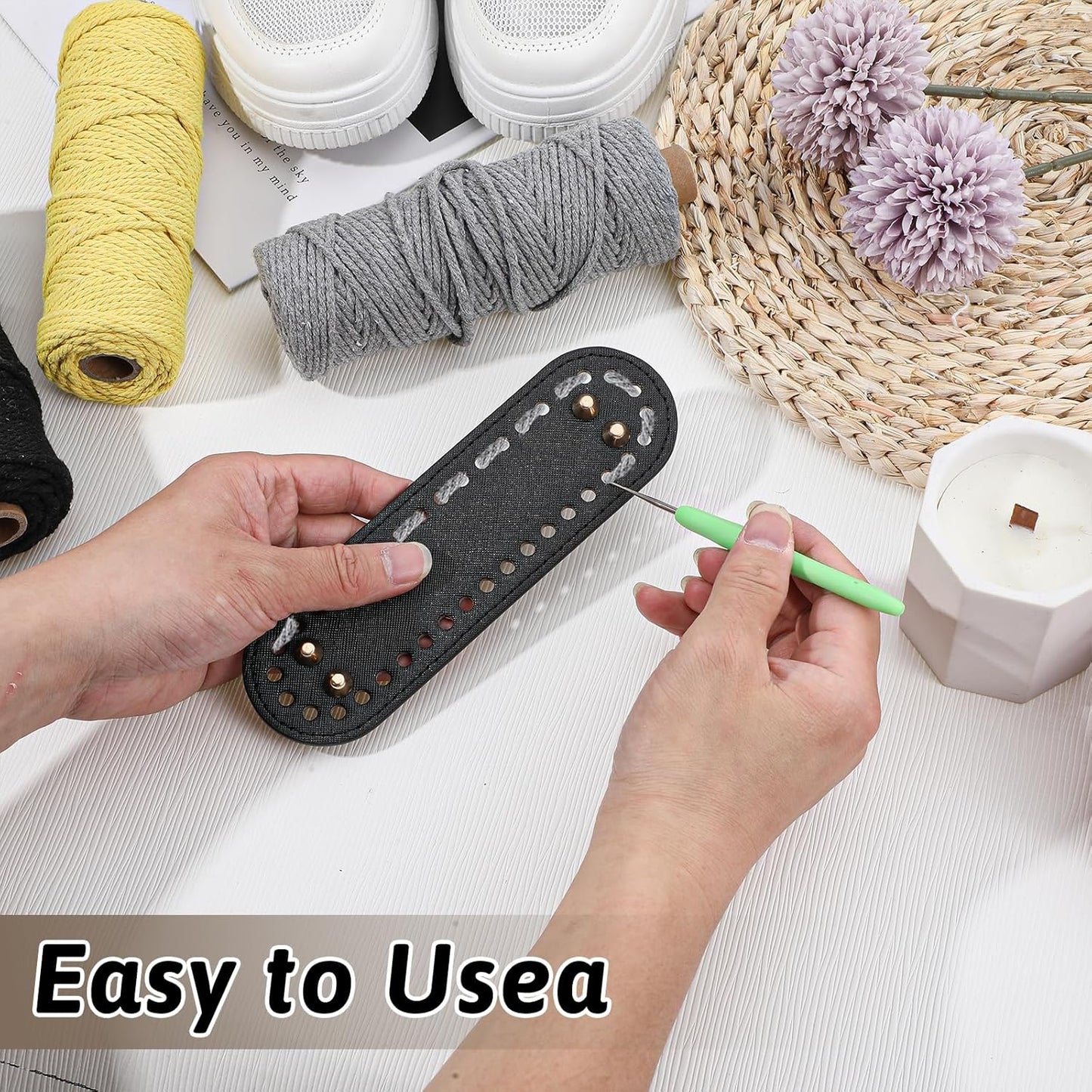 4 Pcs Black Purse Bottom for Crochet Bag Base Pu Leather Bag Bottom Base Leather Long Oval Purse Bottoms Making Supplies with Holes for DIY Crochet Bags Shoulder Bags Craft Making (Black)