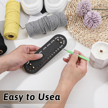 4 Pcs Black Purse Bottom for Crochet Bag Base Pu Leather Bag Bottom Base Leather Long Oval Purse Bottoms Making Supplies with Holes for DIY Crochet Bags Shoulder Bags Craft Making (Black)