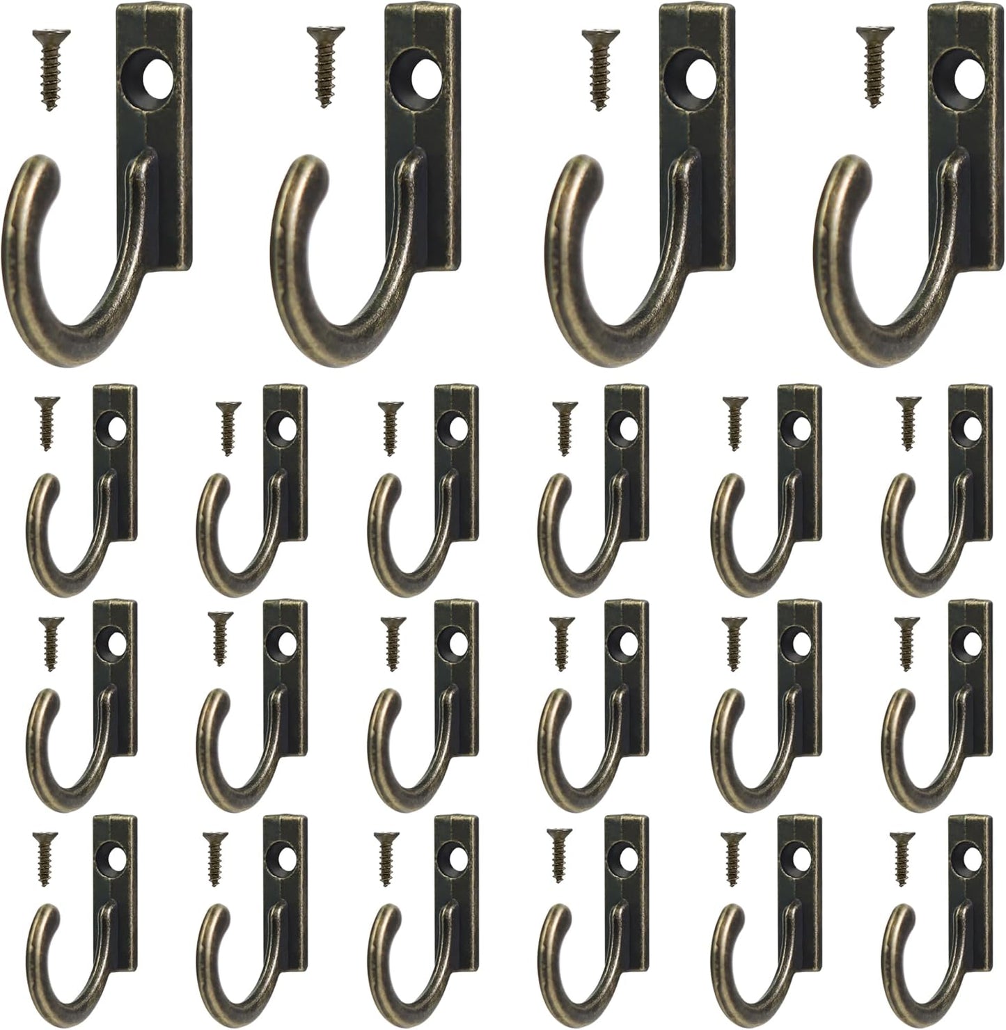 40 Pieces Key Hooks Jewelry Small Hook Wall Mounted Single for Hanging Clothes Hat Kitchen Bathroom Towel Farmhouse Retro Craft Projects Bronze