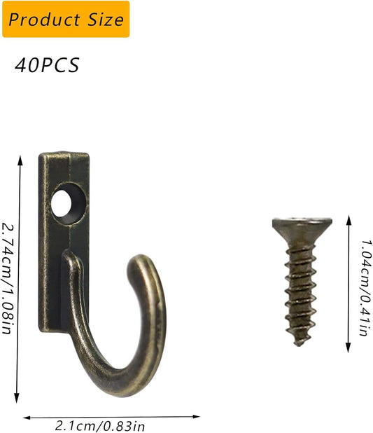 Bronze wall key hook with mounting screw, side view