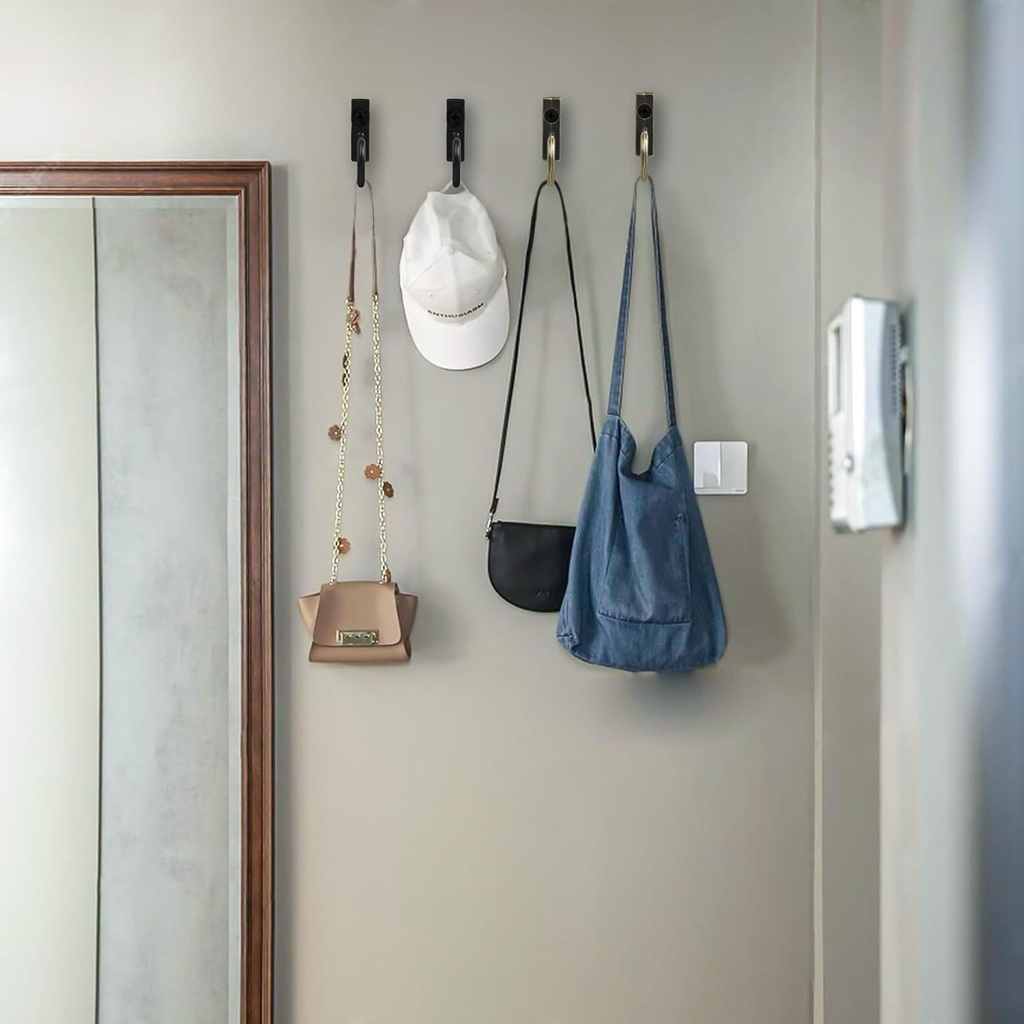 40 Pieces Key Hooks Jewelry Small Hook Wall Mounted Single for Hanging Clothes Hat Kitchen Bathroom Towel Farmhouse Retro Craft Projects Bronze