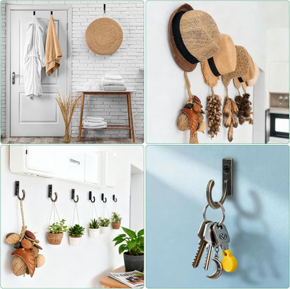 40 Pieces Key Hooks Jewelry Small Hook Wall Mounted Single for Hanging Clothes Hat Kitchen Bathroom Towel Farmhouse Retro Craft Projects Bronze