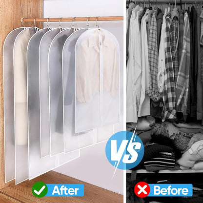 40'' Translucent Garment Bags, 2 Packs PEVA Dress Bag for Closet Clothes Dresses Suit Coats Storage (Black, 2PK)
