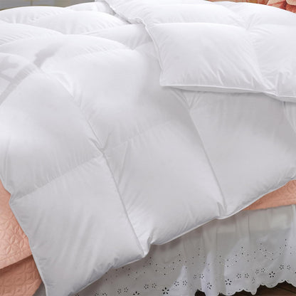 White bamboo quilt, thick layered comforter with soft baffle stitching