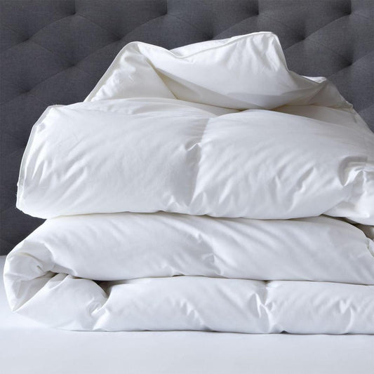 Natural white bamboo single quilt, folded with baffle stitching