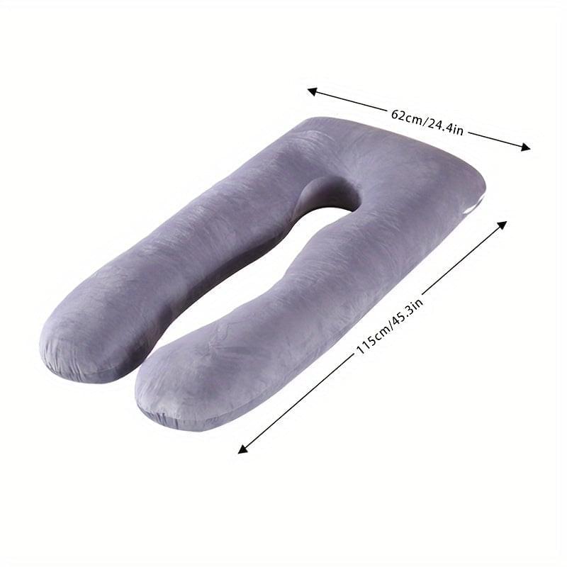 Periwinkle purple U-shaped pregnancy support pillow with center opening