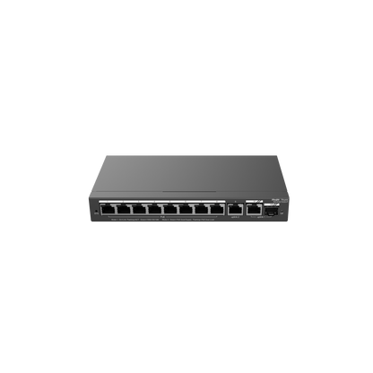 RG-ES210GS-P 10-Port Gigabit Smart Cloud Managed PoE Switch – 8 PoE+ Ports, 1 Combo Port, Fanless, Ideal for Enterprise & CCTV Networks