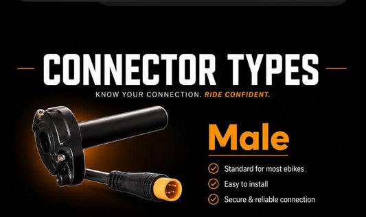 Male throttle connector end with orange plug, black housing and cable