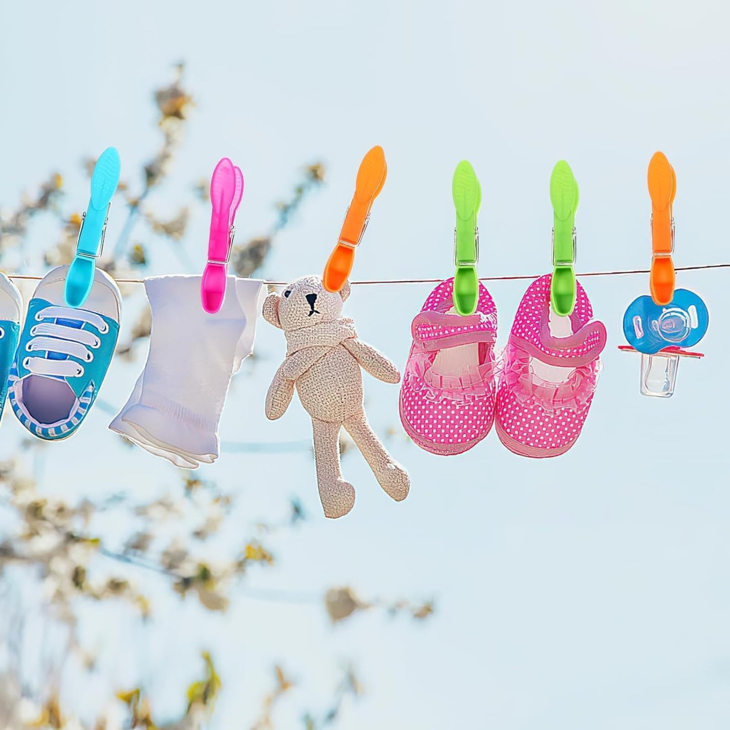 48 PCS Windproof clothespins Plastic clothespins for Clothesline Strong Grip Clothes Pegs for Indoor and Outdoor Clothesline Area Clothes Hanger Clip, Clothesline Hanger, Powerful Clothes Hanger