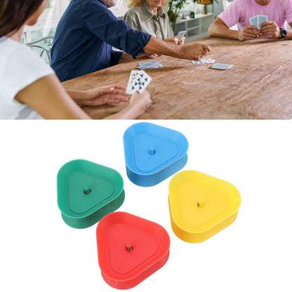 4Pcs Playing Card Holder Plastic Triangle Shaped Spring Design Hands Free Poker Card Holder