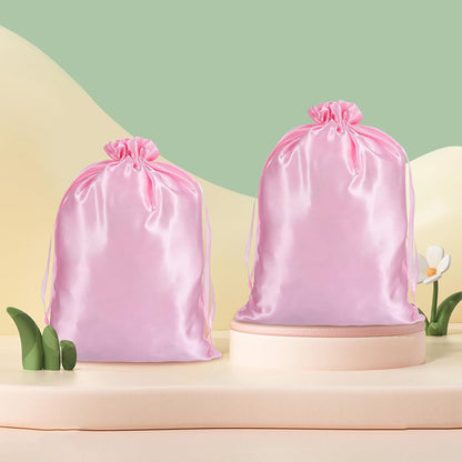 4Pcs Wig Bags with Satin Drawstring,Pink Wig Bags Storage for Wigs Extension Bundle