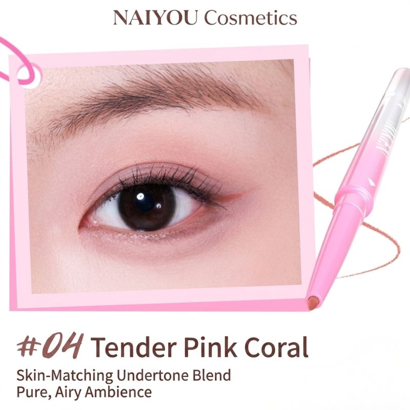 Pink dual-ended gel eyeliner pen with soft brown-tinted angled tip for definition