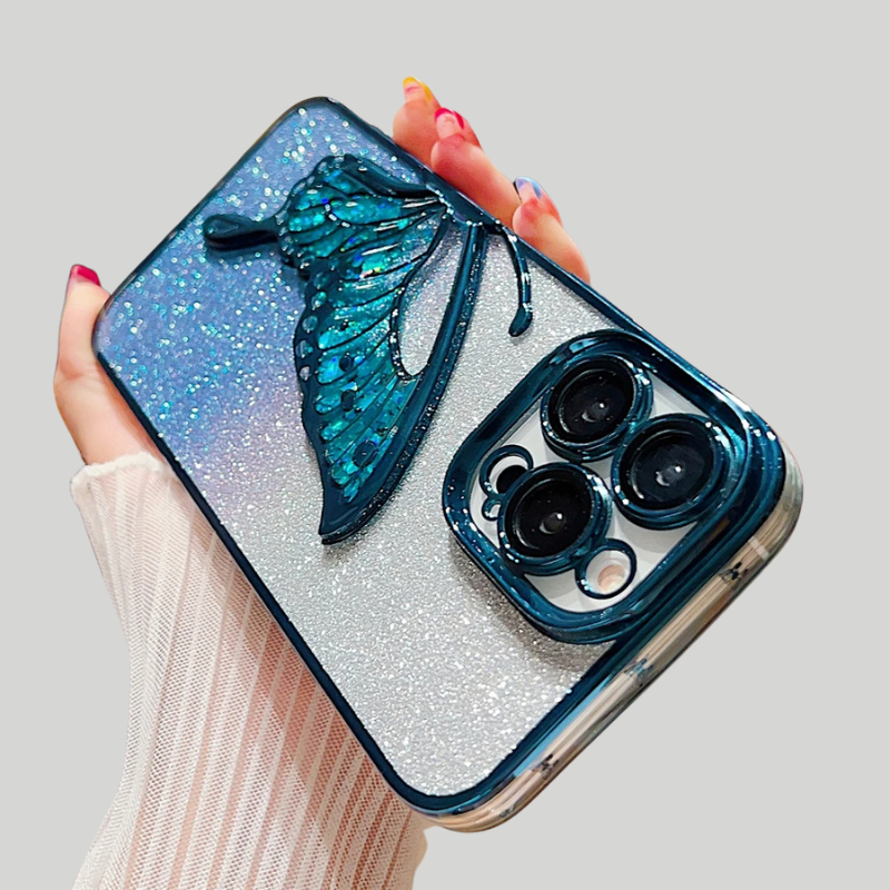Gradient Butterfly iPhone Shockproof Clear Case