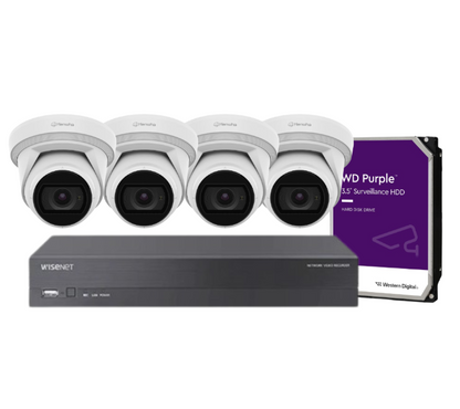 Hanwha Wisenet 5MP CCTV Kit with 4 Cameras and 4-Channel Recorder (HAN-ANE-L8082R-4KIT)