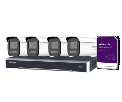 Hikvision 4-Camera 6MP ColorVu Smart Hybrid Light CCTV Kit with DS-7604NI-M1/4P NVR and HDD