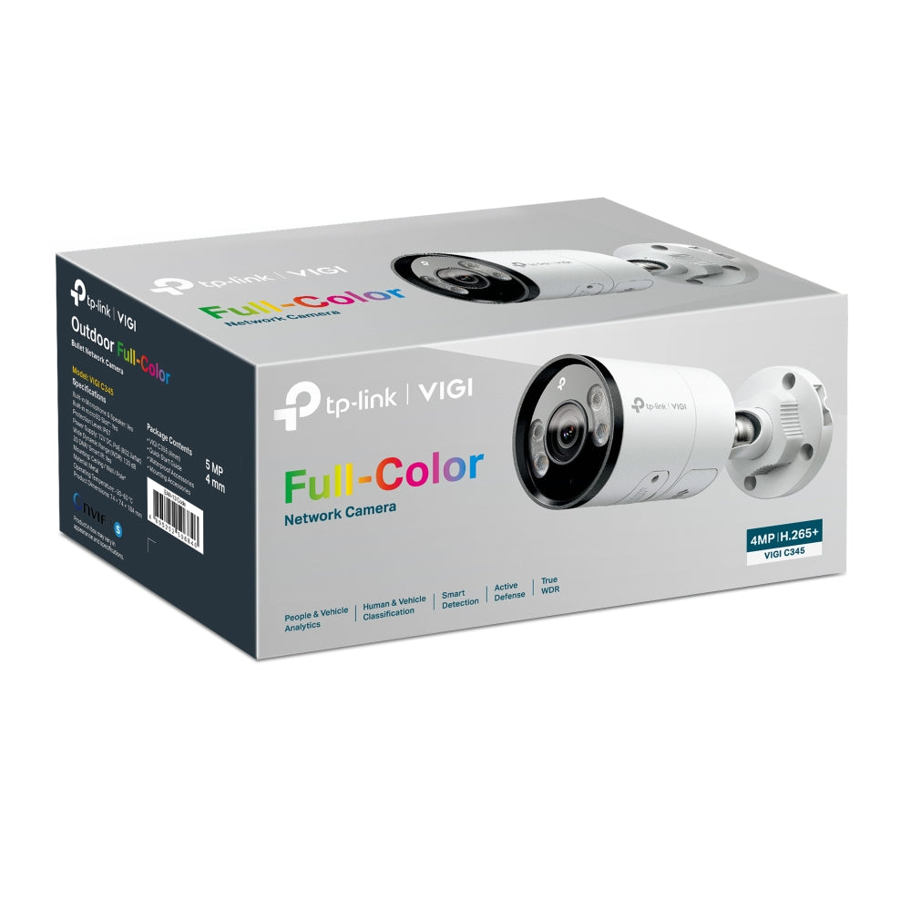 TP-Link VIGI C345 4MP Outdoor Full-Colour Bullet Network Camera – AI Surveillance with Smart Detection | SKU: VIGI C345
