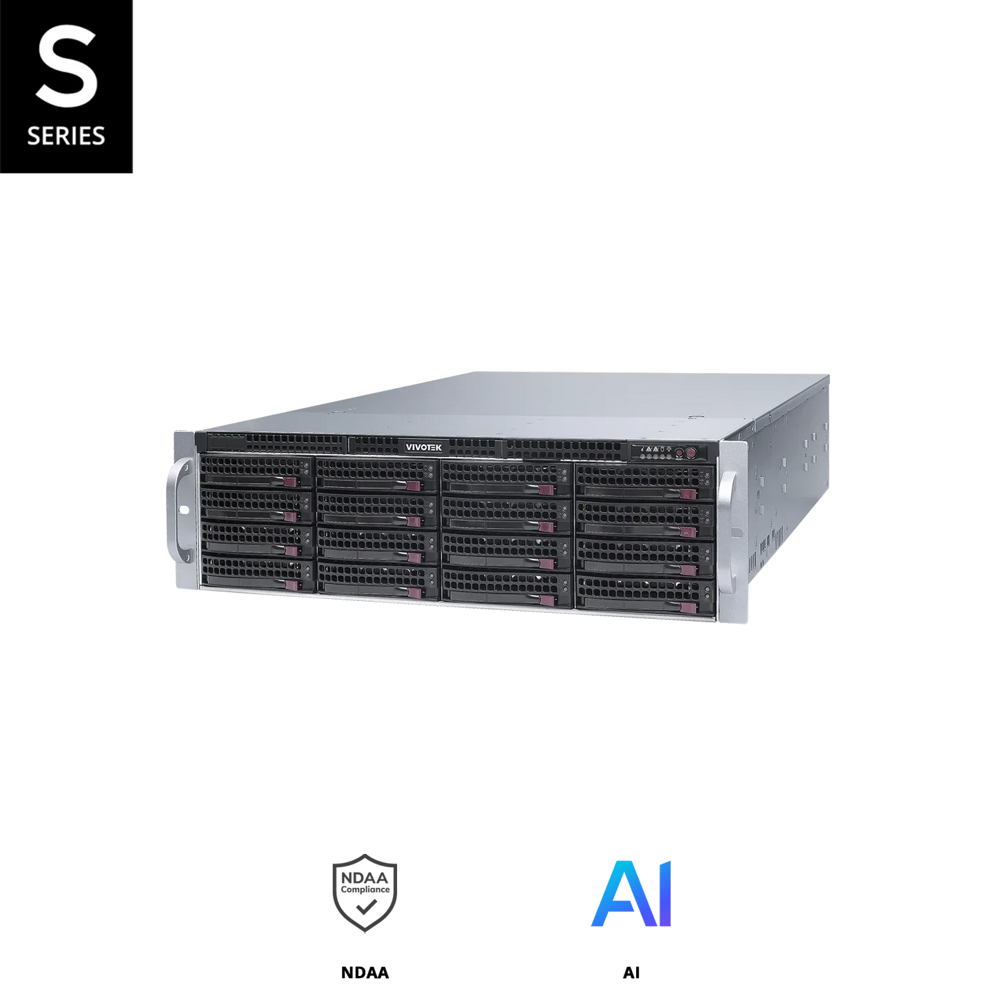NR9682-V3 64-Channel 16-Bay Network Video Recorder Server | VSS Pro Inside | RAID 0/1/5/6/10/50/60 | 920W Redundant Power | 2.5GbE Dual LAN | 8K Display