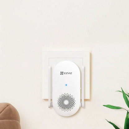EZVIZ CH1 Smart Wi-Fi Chime for Battery Video Doorbells – 20 Ringtones, Wi-Fi Signal Booster, Plug-In AC Power, Dual Antennas