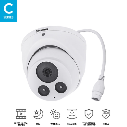 VIVOTEK IT9380-H 2.8mm 5MP Fixed Turret IP Camera – H.265, WDR Pro, 30M IR, IP66, IK10, Trend Micro Security