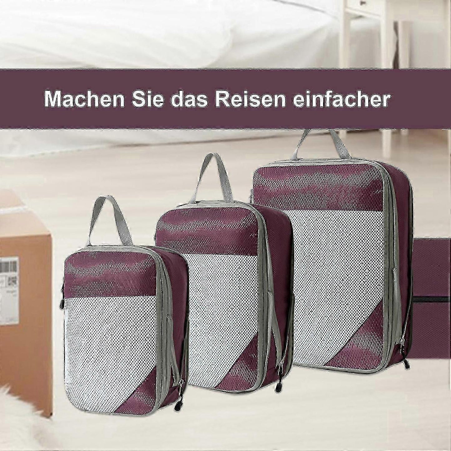 4pcs Extensible Compression Packing Cubes Suitcase Organizer for Travel