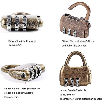 4pcs Vintage Mini Padlock - Diary & Luggage Combo Lock Set