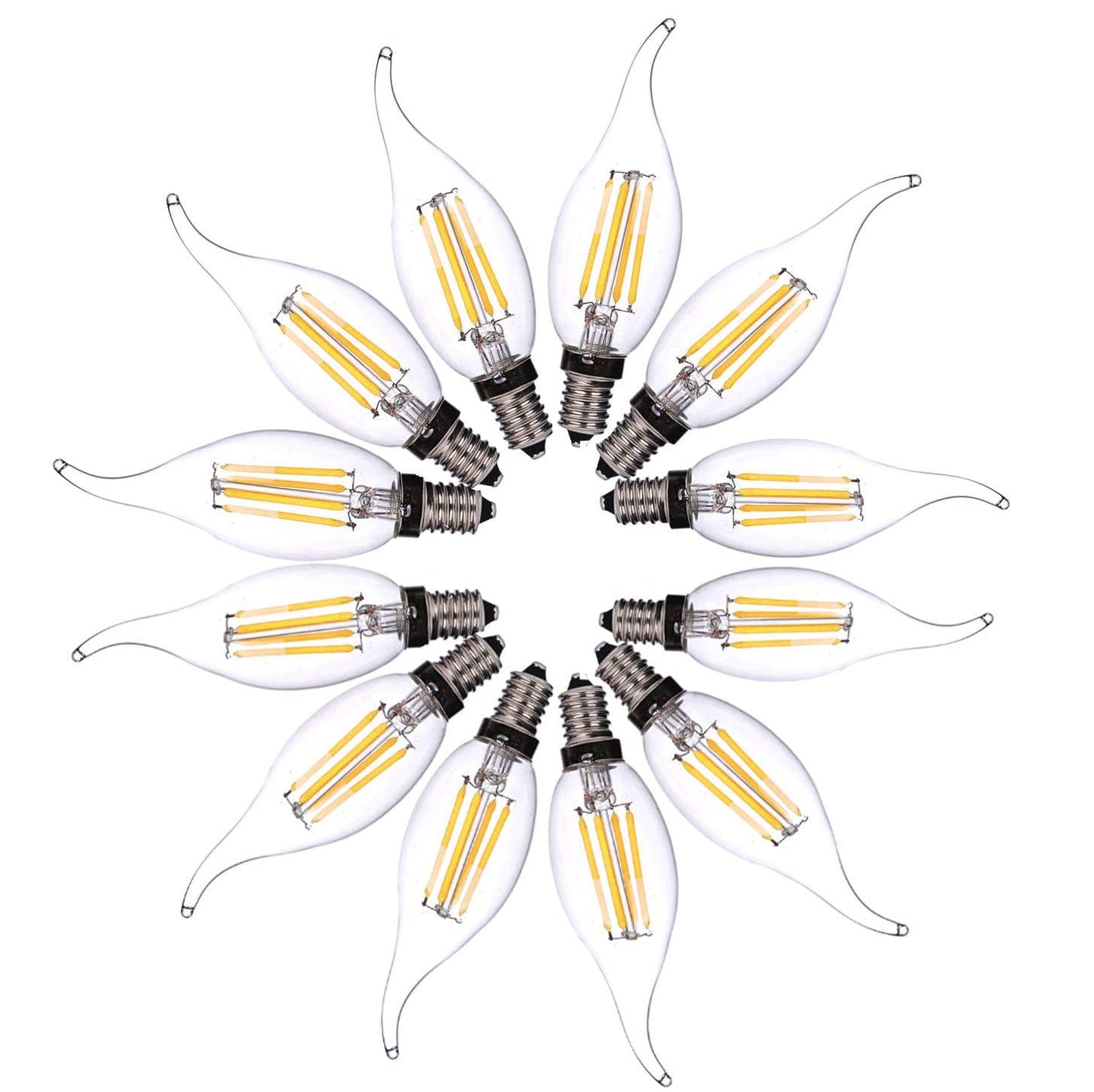 LED E14 Flame Tip Bulb Chandelier Candle Globes - 4w Cool White