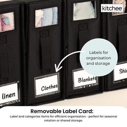 4x Kitchee Foldable Bed Sheet Storage Box - Linen and Closet Organiser Black