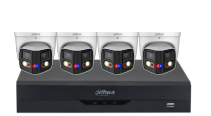 Dahua x4 8MP AI Full-Colour 180° TIOC Duo CCTV Kit with 4-Channel PoE NVR, Dual-Lens WizSense Cameras, and HDD – DH-IPC-PDW3849-A180-AS-PV-ANZ-1