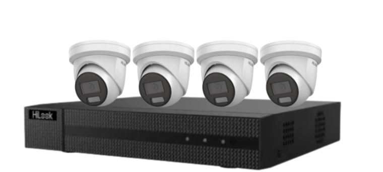HiLook IPC-T282H-MU  (REPLACED BY T381H)  8MP AI Fixed Turret Network CCTV Camera 4K Kit – Includes 4 Cameras + 4CH NVR + HDD