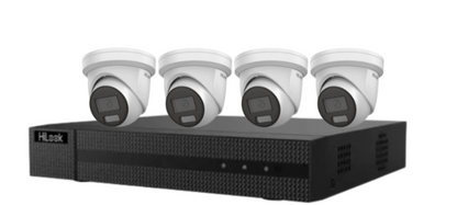 HiLook IPC-T282H-MU  (REPLACED BY T381H)  8MP AI Fixed Turret Network CCTV Camera 4K Kit – Includes 4 Cameras + 4CH NVR + HDD