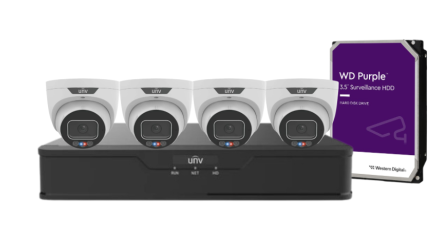 Uniview 8MP CCTV Kit – Up to x4 Cameras with 4-Channel NVR and HDD (8MP Triguard Series) IPC3638SS-ADF28KMC-I1