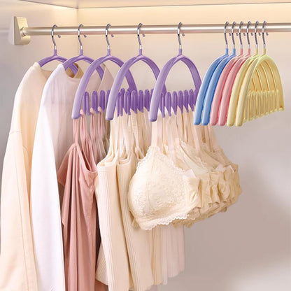 5 Pack Wave Hangers with Hooks for Bras Lingerie Cami Tops, Space-Saving Storage Multi-Functional Closet Organizer Hook (Blue,5)